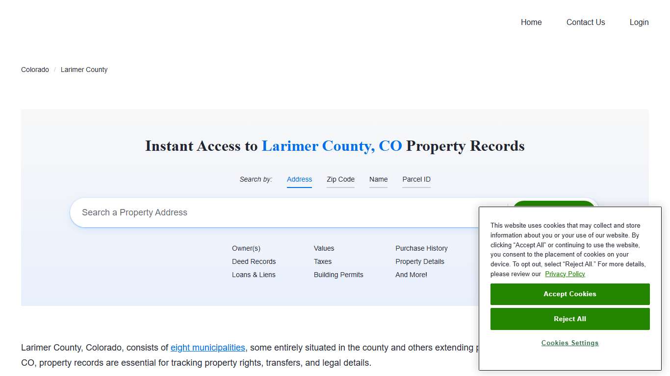 Larimer County Property Records Owners, Deeds, Permits